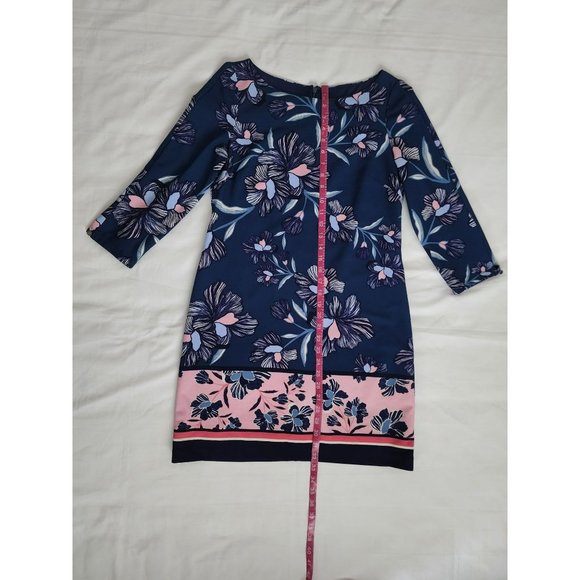 Vince Camuto Women's Floral Print 3/4 Sleeve Sheath Dress Navy Blue/Pink Size 8 - Picture 11 of 11